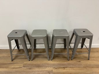 Set Of 4 Industrial Style Stools (correction To Height)