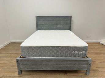 Grey Queen Platform Bed With Allswell Mattress