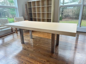 CUSTOM Designer White Modern Dining Table With Chrome Legs