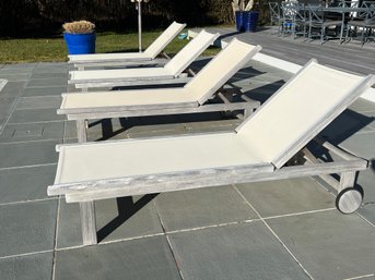 Set Of Four Outdoor Kingsley Bate Teak And Mesh Chaise Lounges (1 Of 2 Lots)