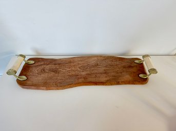 Wood Tray With Bone Style Handles