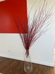 Tall Decorative Glass With Red Branch Decpratio