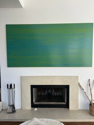 Large Solid Green And Blue Wall Art On Wood
