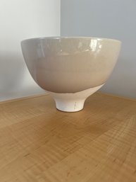 Large Portuguese Ceramic Glazed Taupe Bowl