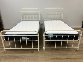 Pair Of Two Metal Twin Beds With Mattresses