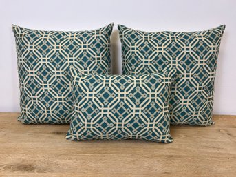 Set Of 3 Ryan Studio Canvas Turquoise Throw Pillows