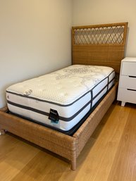 Lot #2 Of 2 Serena And Lily Rattan Twin Bed With Beauty Rest Black Mattress And Boxspring