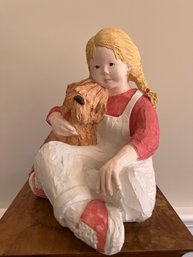 Vintage 1980s Austin Productions Girl With Dog Sculpture