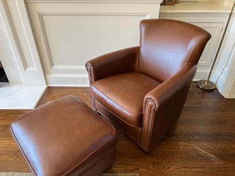 Leather Arm Chair With Matching Ottoman