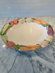 Ceramic Platter With Vegetable Motif Made In Portugal