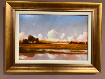 Oil Painting Of Landscape With Gold Frame