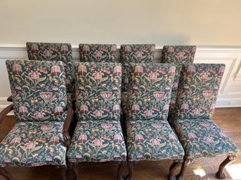 Set Of 8 Claw-foot Tapestry Dining  Chairs