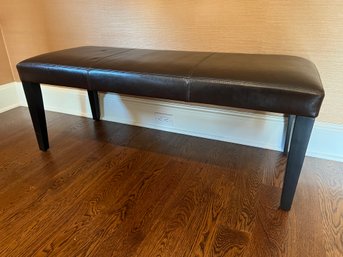 Crate & Barrel Brown Leather Bench