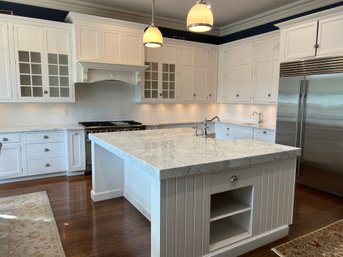 ENTIRE Kitchen Cabinets And Island With Marble Countertops  (Appliances Sold Separately)