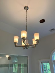 Bathroom Lighting Chandelier With White Glass Shades