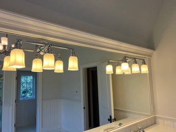 Pair Of Bathroom Lighting Sconces With White Glass Shades