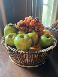 Decorative Wood Bowl Of Fruit
