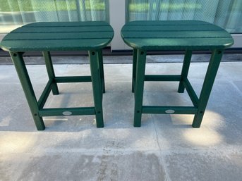 Pair Of Polywood Green Outdoor Side Tables