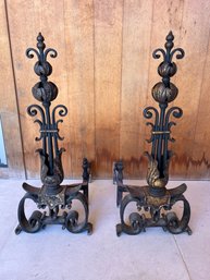 Antique French Pair Of Andirons