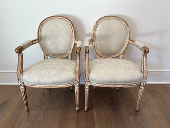 Pair Of Antique French Louis XVI Style Arm Chairs