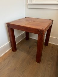 Leather Wrapped Square Side Table