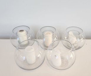 5 Glass Globe Candle Holders