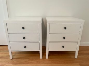 Pair Of Matching White Three-drawer Nightstands