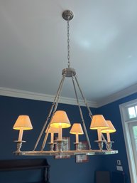 Chrome Oval Chandelier With Shades