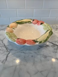 Bowl With Vegetable Motif Rim Made In Portugal