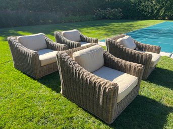 Set Of 4 Restoration Hardware Outdoor Arm Chairs