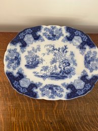 Large Blue And White English Platter