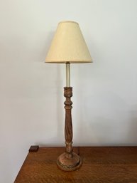 Single Wood Lamp With Brass Accents