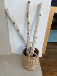 Decorative Handled Basket With Birch Branches