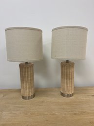 Pair Of Wicker Lamps
