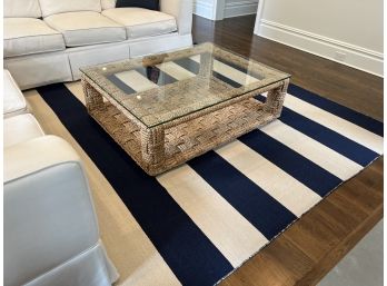 Woven Seagrass Glass Coffee Table