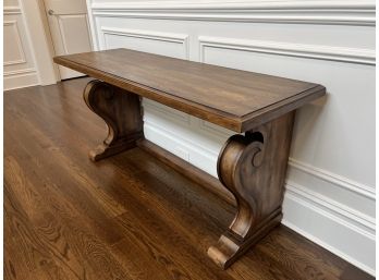 Ethan Allen Brown Wood Console Library Table