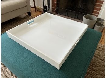 CB2 WHITE TRAY WITH HANDLES