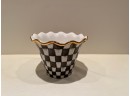 Mackenzie Childs Large Clay Pot With Metal Plate