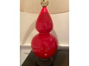 Pair Of Red Ceramic Lamps
