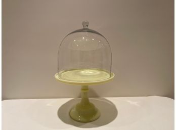 Yellow Ceramic And Glass High Cake Dome