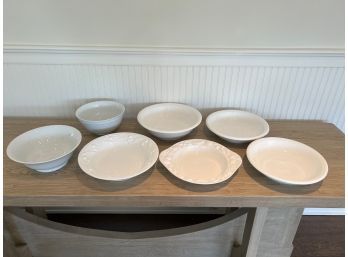 Lot Of 7 Various Whit Ceramic Serving Bowls