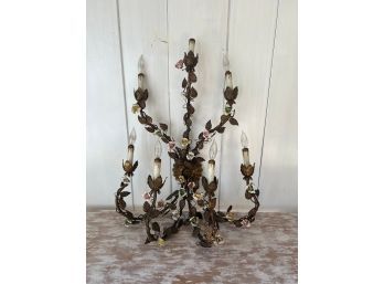 French Tole Leaf Wall Sconce