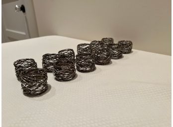 Set Of 12 Silver Twined Metal Napkin Rings