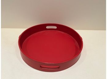 Crate And Barrel Round Red Leather Tray