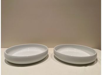 Pair Of Crate & Barrel White Serving Bowl