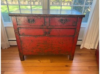 Red Lacquered Chinese Buffet With 3 Drawers From Mecox Gardens