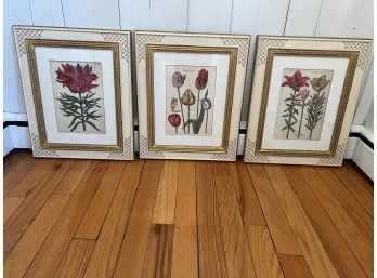 Set Of Three Floral Prints From English Country Antiques