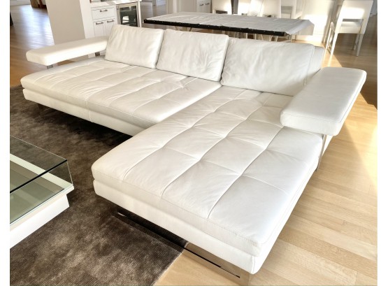 Arradementi Leather And Chrome Sectional Sofa
