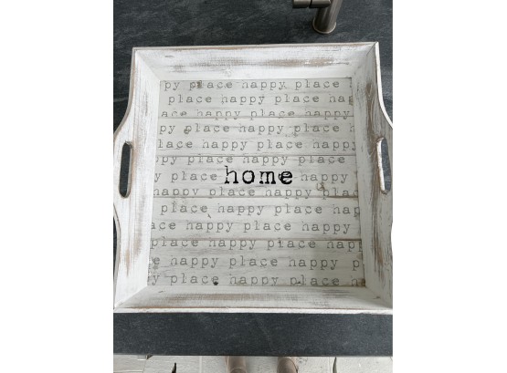 Home Happy Place Wood Distressed Tray