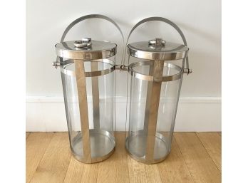 Pair Of Decorative Glass Canisters
